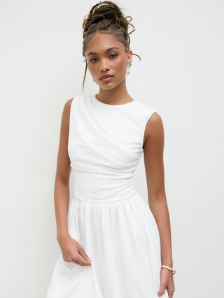 Round Neckline Ruched Maxi Dress