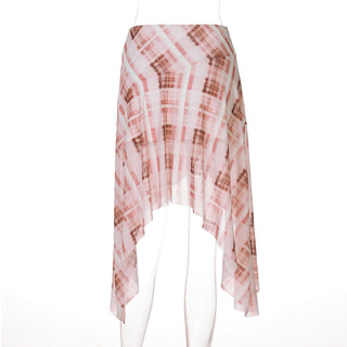 Plaid irregular ruffle midi skirt