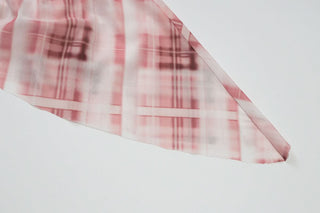Plaid irregular ruffle midi skirt