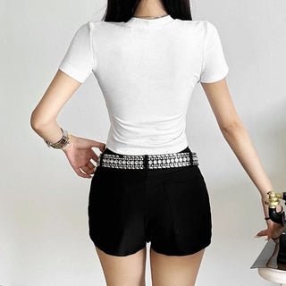 Short sleeve crewneck letter print top