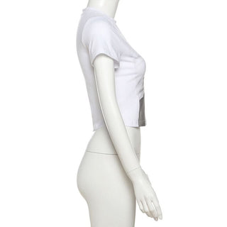 Short sleeve crewneck letter print top