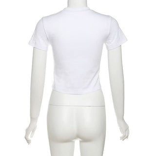 Short sleeve crewneck letter print top