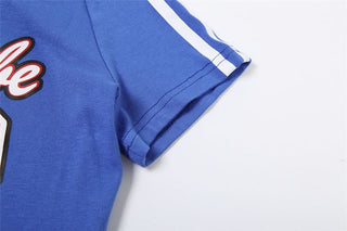 One shoulder letter print short sleeve top