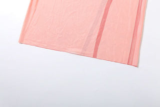 Lace hem mesh print cami maxi dress