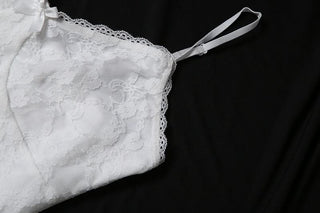 V neck lace bowknot ruffle irregular cami top