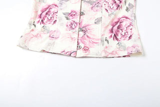 Flower print button tube top