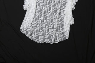 V neck lace bowknot ruffle irregular cami top