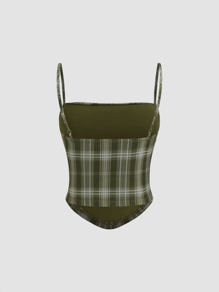 Mesh Abstract Ruched Corset Crop Cami Top