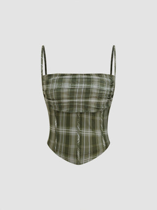 Mesh Abstract Ruched Corset Crop Cami Top