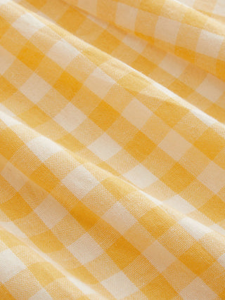 Cotton-blend Square Neck Gingham Bowknot Romper