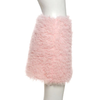 Fluffy ruffle zip-up mini skirt
