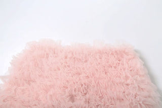Fluffy ruffle zip-up mini skirt