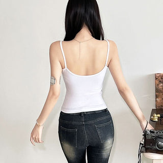 U neck letter print cami top