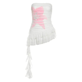 Flower print ruffle ruched tube top