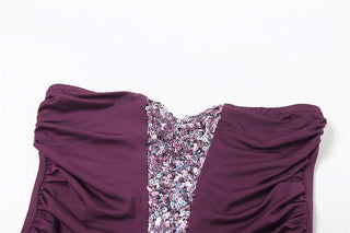 Glitter ruched backless maxi skirt set