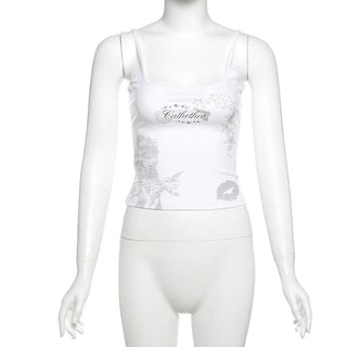 U neck letter print cami top