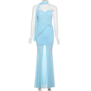 Sweetheart neck ruched maxi dress