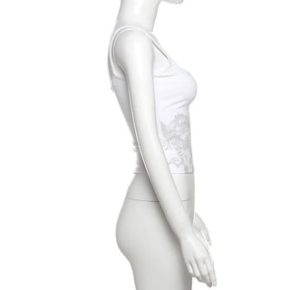 U neck letter print cami top