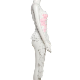 Flower print ruffle ruched tube top