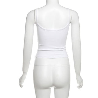 U neck letter print cami top