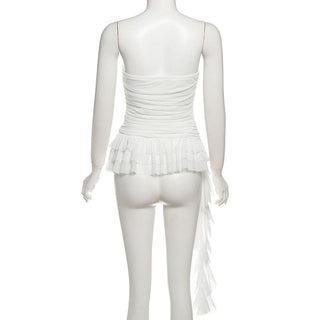 Flower print ruffle ruched tube top