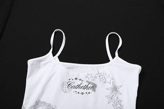 U neck letter print cami top