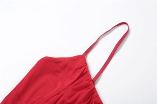 U neck flower applique irregular cami mini dress