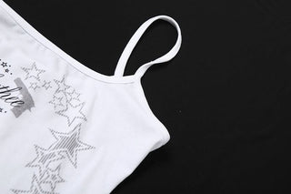 U neck letter print cami top