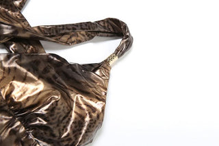 V neck leopard print hollow out cut out top