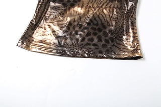 V neck leopard print hollow out cut out top