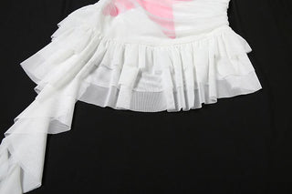 Flower print ruffle ruched tube top