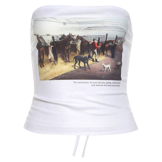 Print self tie tube top