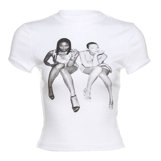 Crewneck short sleeve print top