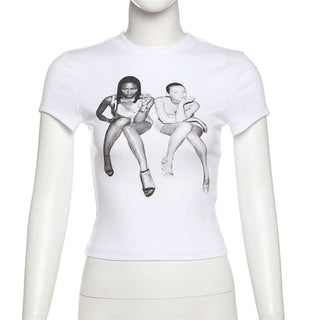 Crewneck short sleeve print top