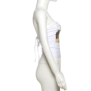 Print self tie tube top