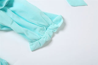 Halter ruffle flower applique self tie maxi dress