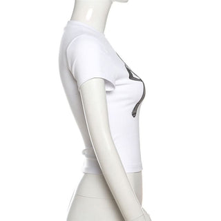 Crewneck short sleeve print top