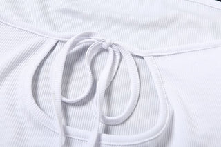 Print self tie tube top