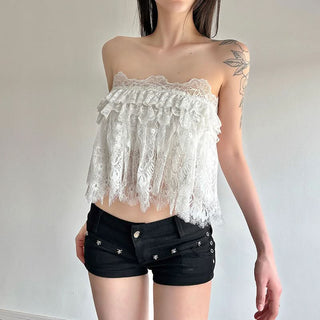 Lace ruffle 2 piece tube top