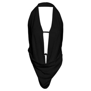 Halter backless self tie ruched top