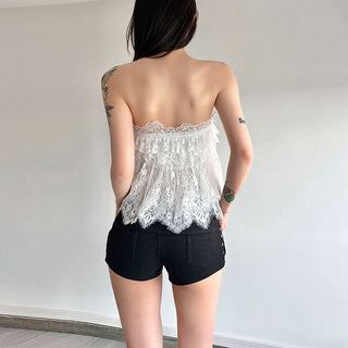 Lace ruffle 2 piece tube top