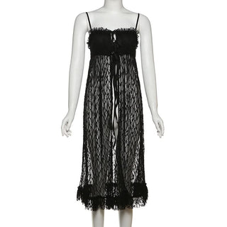 Self tie lace see through cami crop top