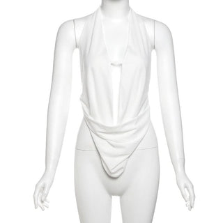 Halter backless self tie ruched top