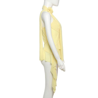 Flower applique ruffle mesh cami top