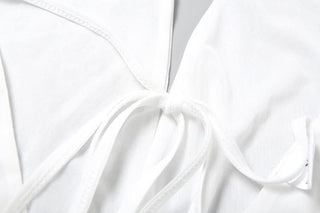 Halter backless self tie ruched top