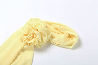 Flower applique ruffle mesh cami top