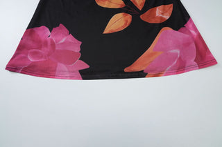 Self tie halter print cowl neck mesh maxi dress