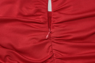 Hollow out halter self tie ruched zip-up jumpsuit