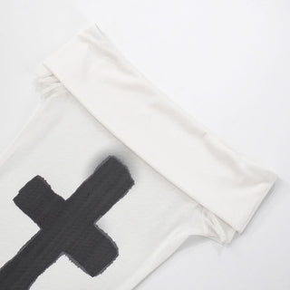 Off shoulder mesh cross pattern tube top