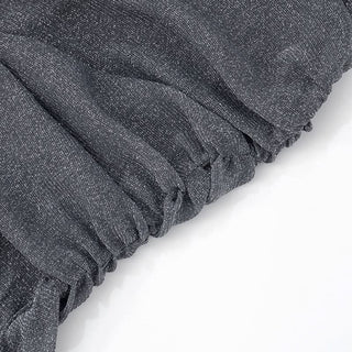 Ruched off shoulder lace up ruffle tube midi dress